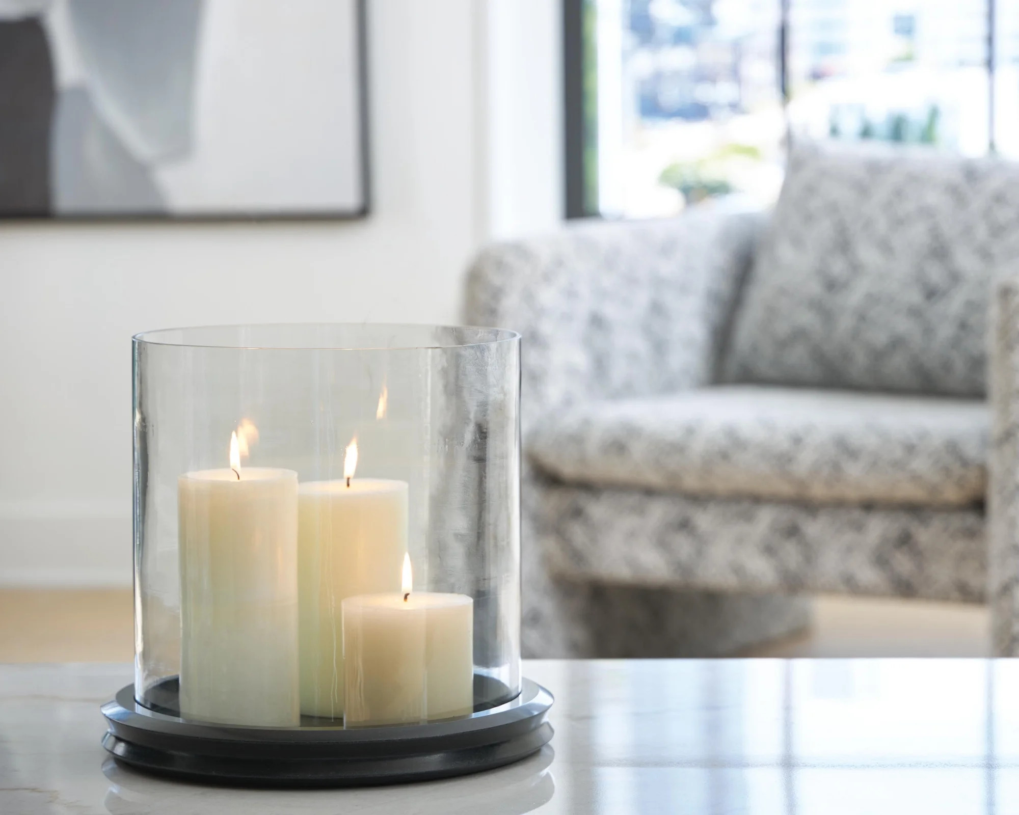 Signature Design by Ashley Saskia Marble Candle Holder, Clear Glass with Black Marble Base | Walmart (US)