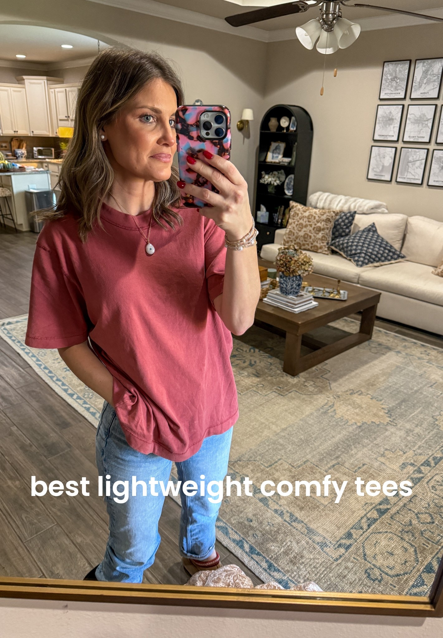 Wearing a small in the so soft vintage inspired men’s tee! I sometimes wear a medium in the crop version because I have a long torso! They are very lightweight so perfect if you are in perimenopause or menopause 

#LTKSaleAlert #LTKStyleTip #LTKFindsUnder50