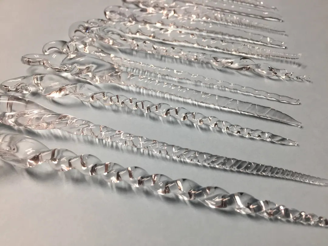 Icicles - ArtGlass - Clear Glass Icicle Ornament - Set (12+1) - Turtle Beads Studio - Artisan Gla... | Etsy (US)