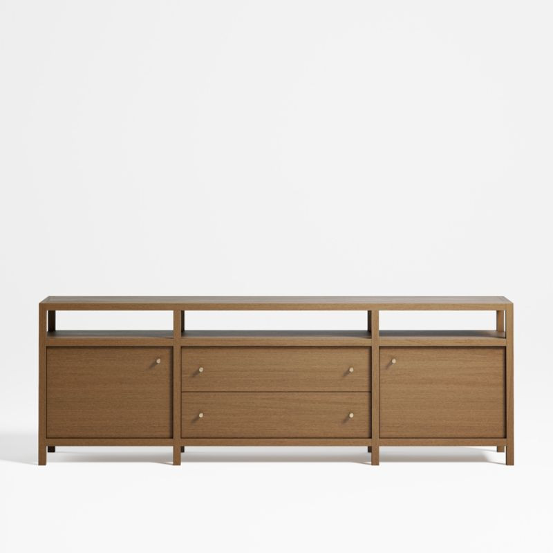 Keane Driftwood 86" Storage Media Console/TV Stand + Reviews | Crate & Barrel | Crate & Barrel