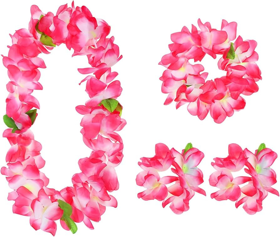 PENTA ANGEL Hawaiin Leis Set for Luau Party 4Pcs Tropical Flower Ribbon Lei for Summer Beach Pool... | Amazon (US)