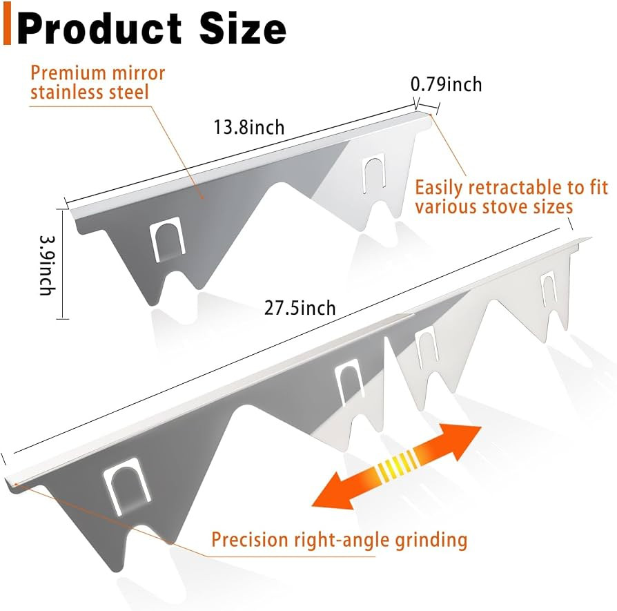 Stove Gap Covers Stainless Steel, 2 Pack Stove Gap Filler Easy Retractable Length 13.8" to 27.5",... | Amazon (US)