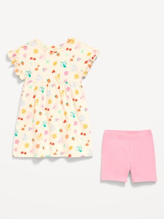 Disney© Ruffled Short-Sleeve Dress and Biker Shorts Set for Toddler Girls | Old Navy (US)