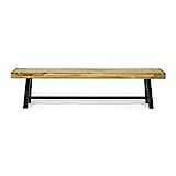 Great Deal Furniture Marian Outdoor Acacia Wood Bench, Teak Finish and Rustic Metal | Amazon (US)