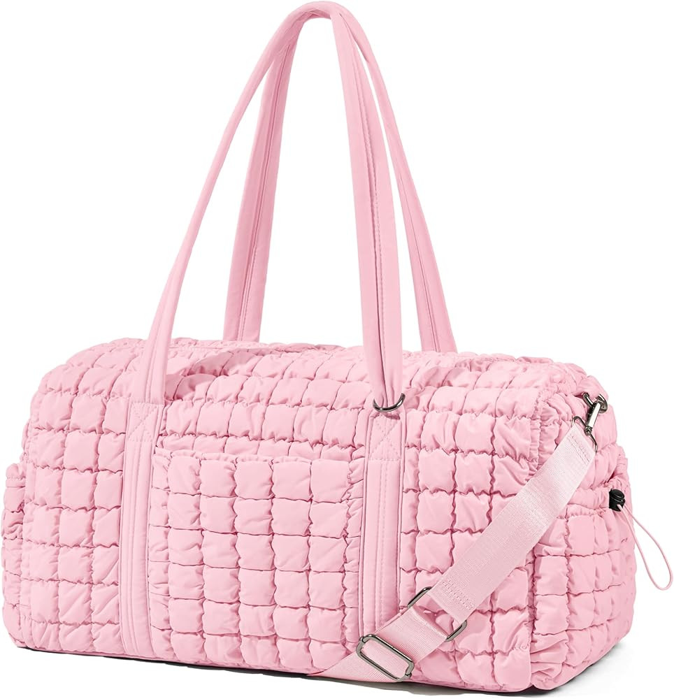 Quilted Travel Duffle Bag for Women Weekender Bag Large Puffer Overnight Bags Soft Puffy Duffel B... | Amazon (US)