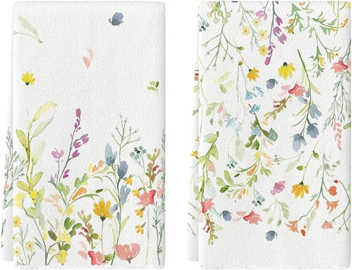 Artoid Mode Wildflower Floral Spring Kitchen Towels Dish Towels, 18x26 Inch Farmhouse Summer Deco... | Amazon (US)
