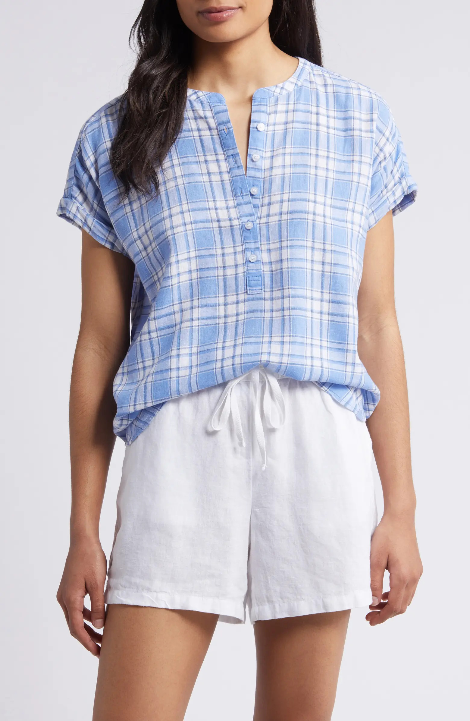 Short Sleeve Linen Popover Top | Nordstrom