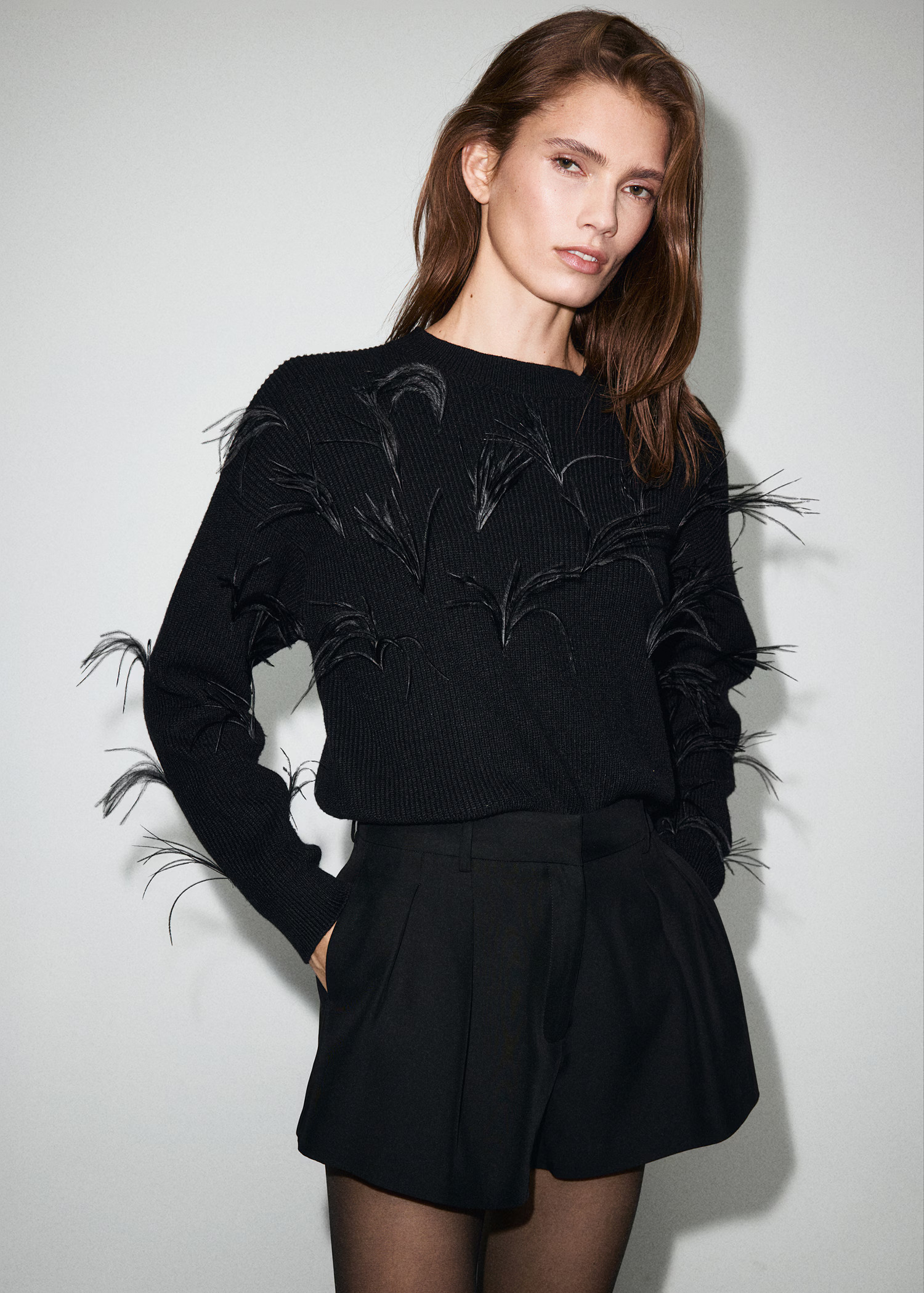 Knitted sweater with feathers - Women | MANGO USA | Mango (US/MX/AU)