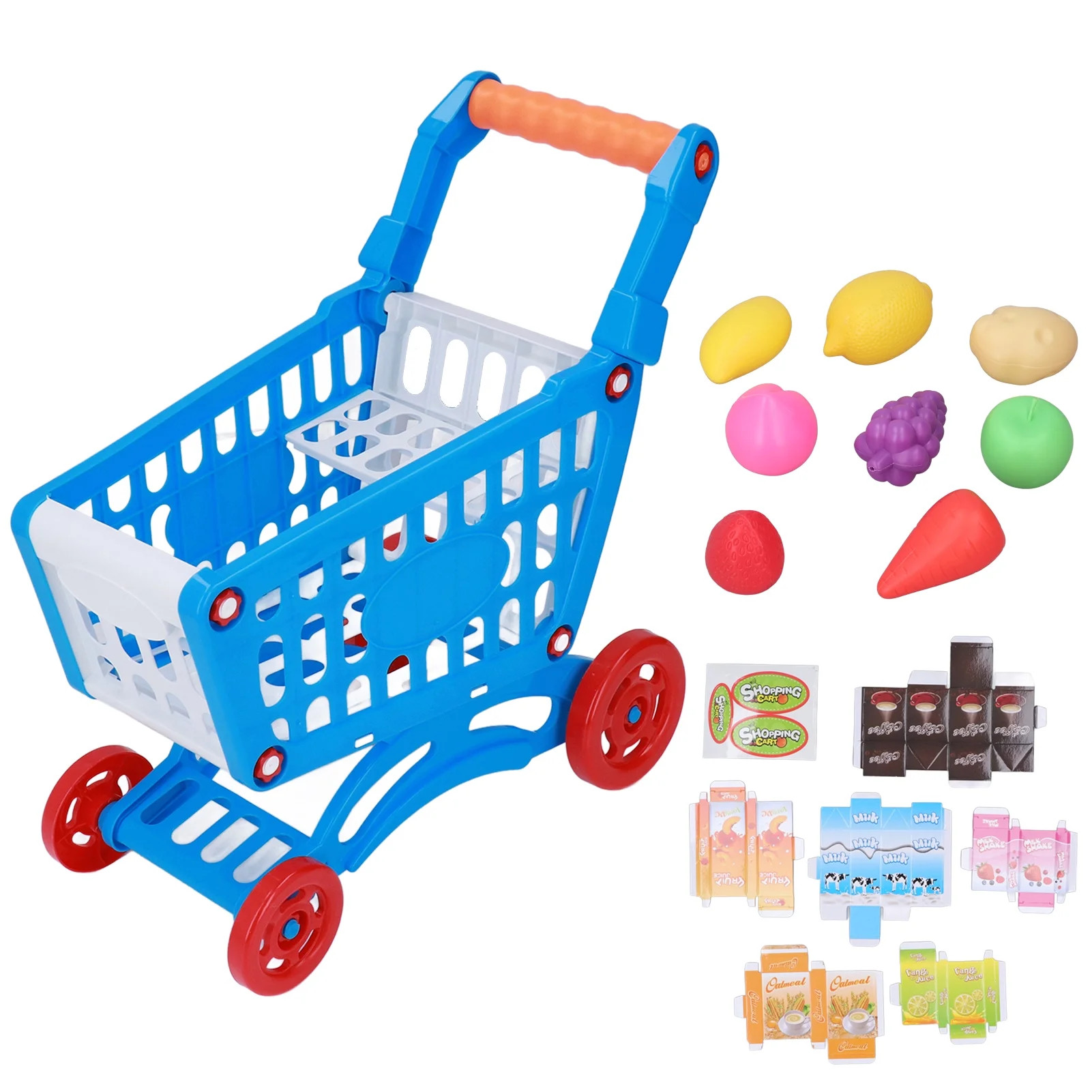 Kids Shopping Cart Set, Kids Toy Kids Shopping Cart Play Food Toys For Learning Development Blue | Walmart (US)