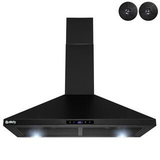 30 in. Convertible Black Painted Stainless Steel Wall Mount Range Hood with LED Lights, Touch Con... | The Home Depot