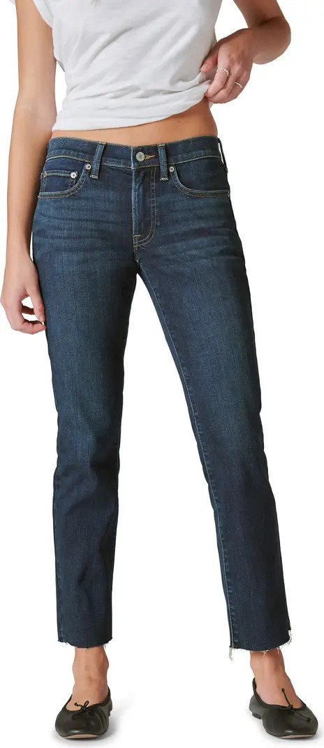 Lucky Brand Sweet Straight Raw Hem Mid Rise Crop Straight Leg Jeans | Nordstrom | Nordstrom