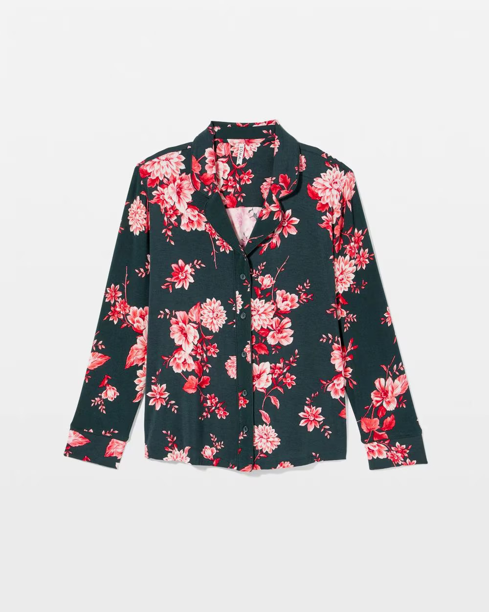 Cool Nights Long Sleeve Notch Collar with Piped Placket Pajama Top | Soma | SOMA