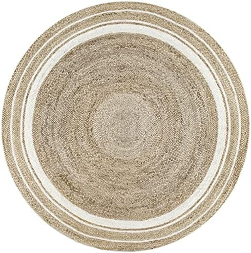 nuLOOM Rikki Braided Border Jute Area Rug, 6' Round, Off-white | Amazon (US)