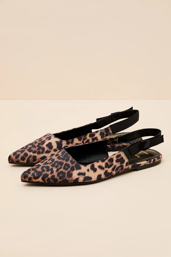 Brianna Leopard Pointed-Toe Slingback Flats | Lulus