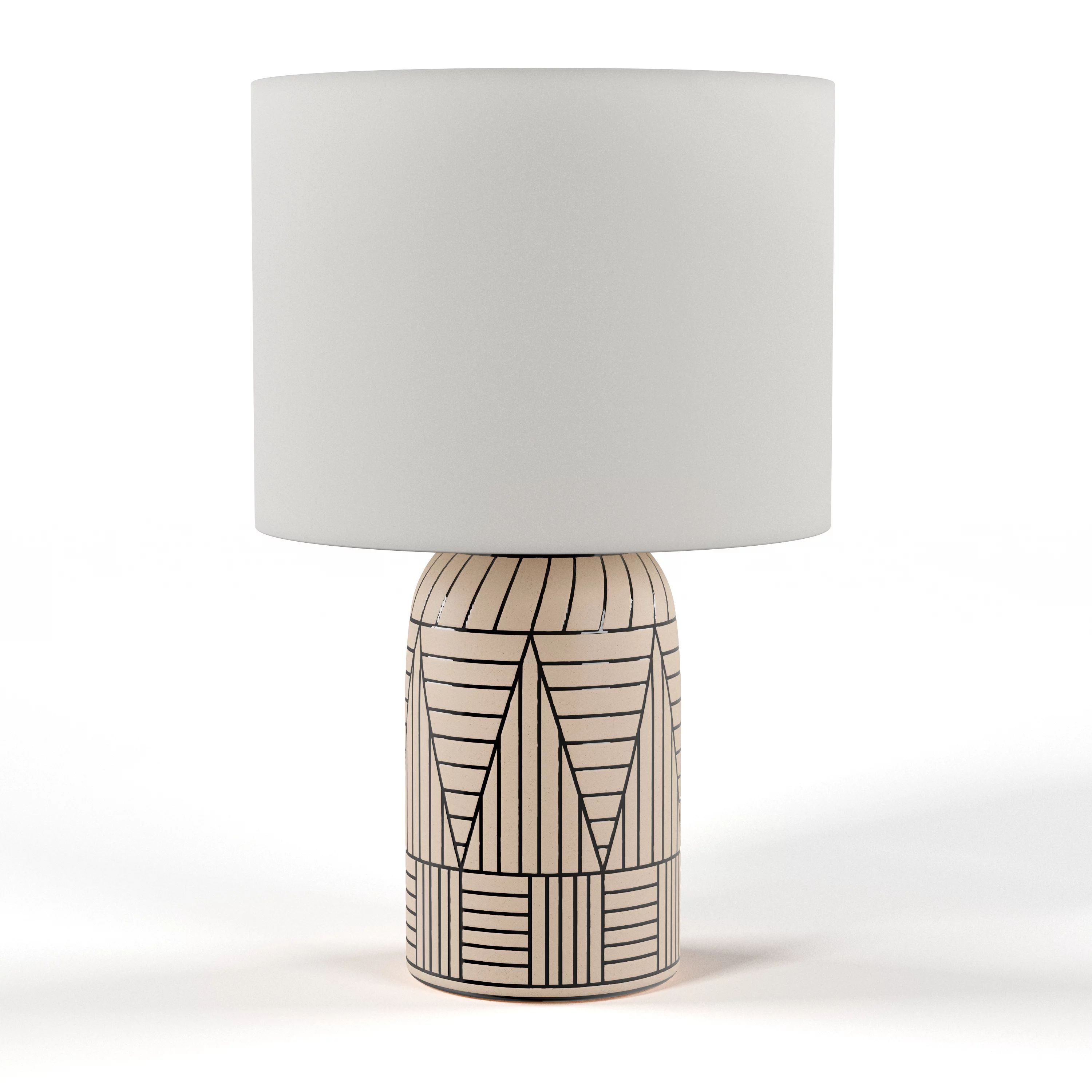 Modrn Ceramic Table Lamp with Pattern-Black Accent-Bulb Included | Walmart (US)