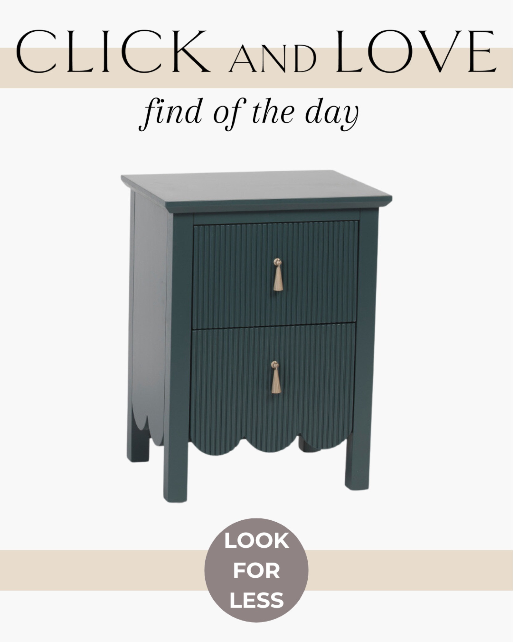 Find of the day! This designer look for less side table is so cute with the scalloped detailing. I also love the deeper green hue. There is a matching console table available too!

End table, nursery, scalloped furniture, wicker furniture, console table, green furniture, forest green accents, bedroom furniture, bedroom, budget friendly furniture, dresser, nightstand, modern bedroom, traditional bedroom, primary bedroom, guest room, bedroom styling, curated spaces, shoppable inspo, bedroom inspiration, Modern home decor, traditional home decor, budget friendly home decor, Interior design, look for less, designer inspired, end table, side table, neutral furniture, neutral home decor

#LTKFamily #LTKHome #LTKStyleTip