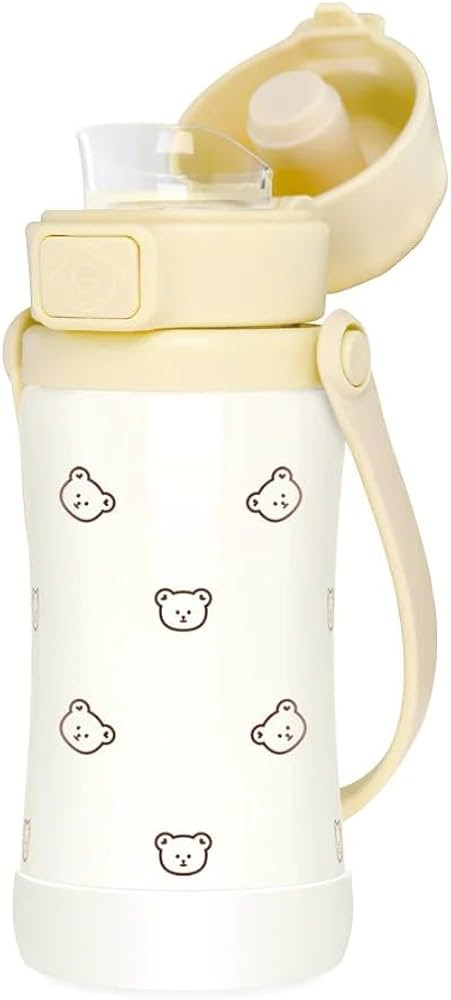 GROSMIMI Slow Flow Toddler Tumbler Water Bottle BPA Free 10 oz. (Stainless Steel, Bear) | Amazon (US)