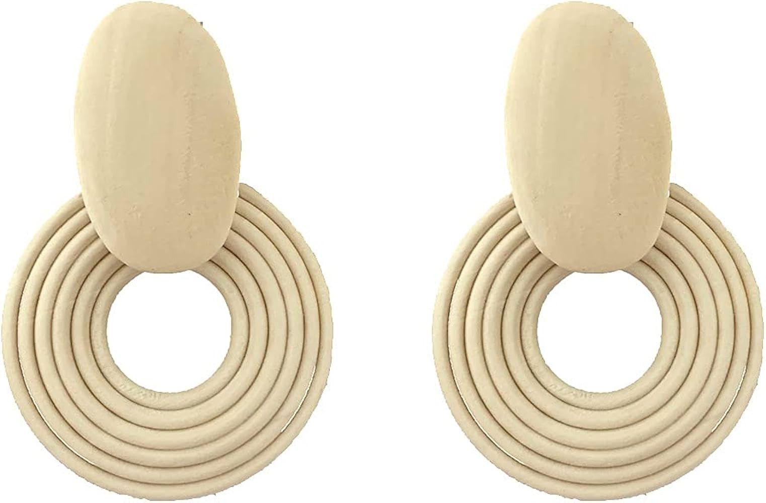 Natural Wood Earrings Minimalist Geometric Round Wooden Earrings Retro Bohemia Vacation Jewelry f... | Amazon (US)