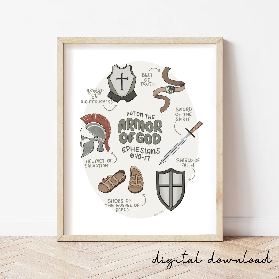 Armor of God Kids Room Artwork Bible Verse Art for Boys Christian Boy Nursery Decor - Etsy | Etsy (US)