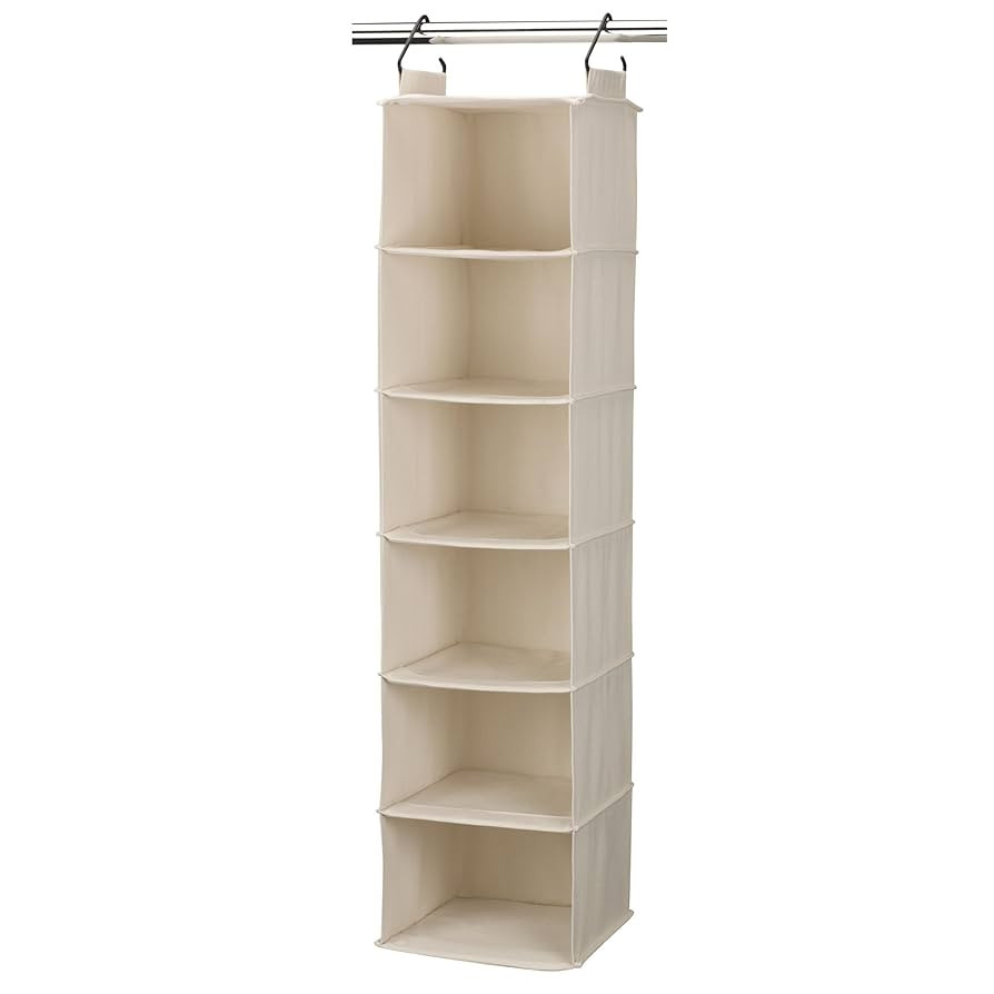 Household Essentials Cedarline 6-Shelf Hanging Closet Organizer, Heavy-Duty Cotton Canvas, Breath... | Amazon (US)