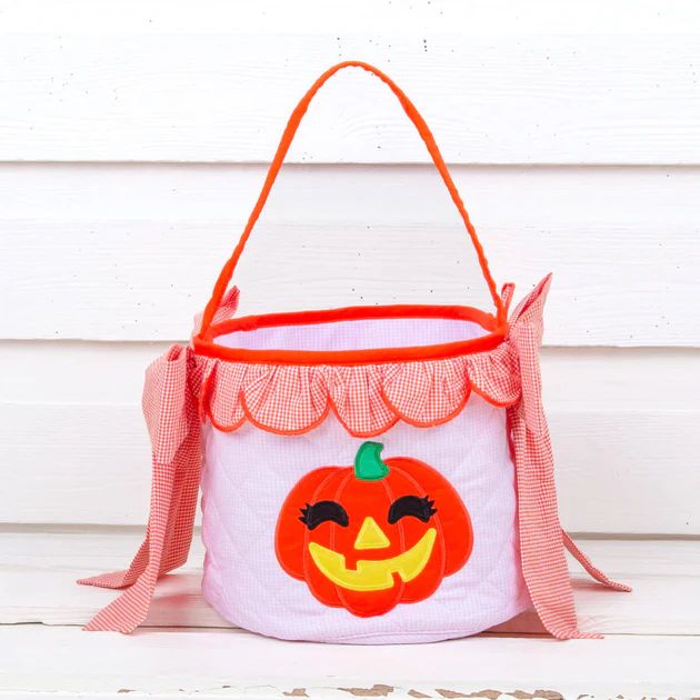 Pink Gingham Pumpkin Halloween Basket | Classic Whimsy