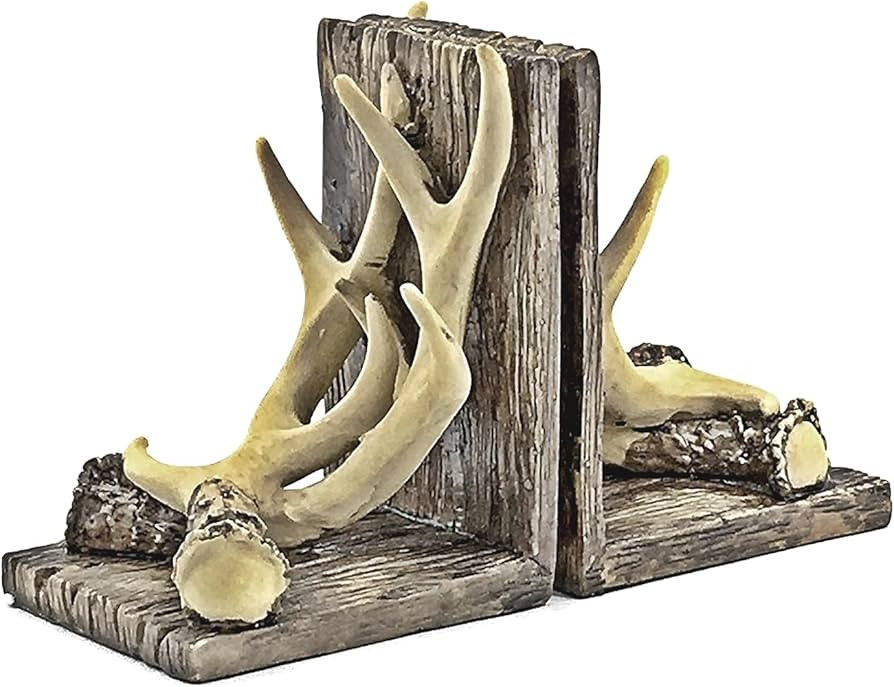 Bellaa Decorative Bookends Deer Antler Unique Vintage Book Ends Shelves Stoppers Holder Heavy Dut... | Amazon (US)