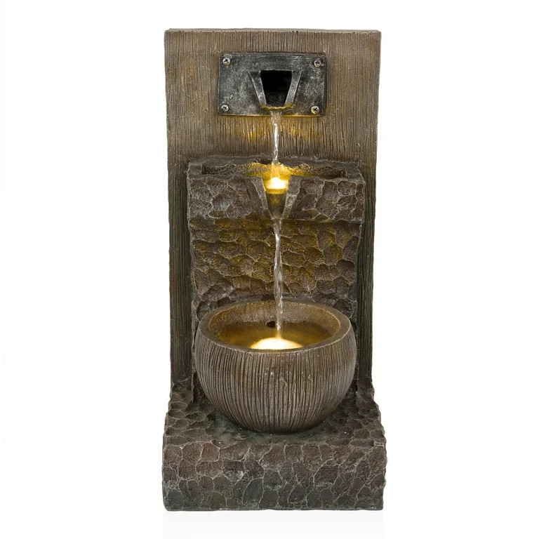 Alpine Corporation 20" Gray 3-tier Cascading Fountain | Walmart (US)