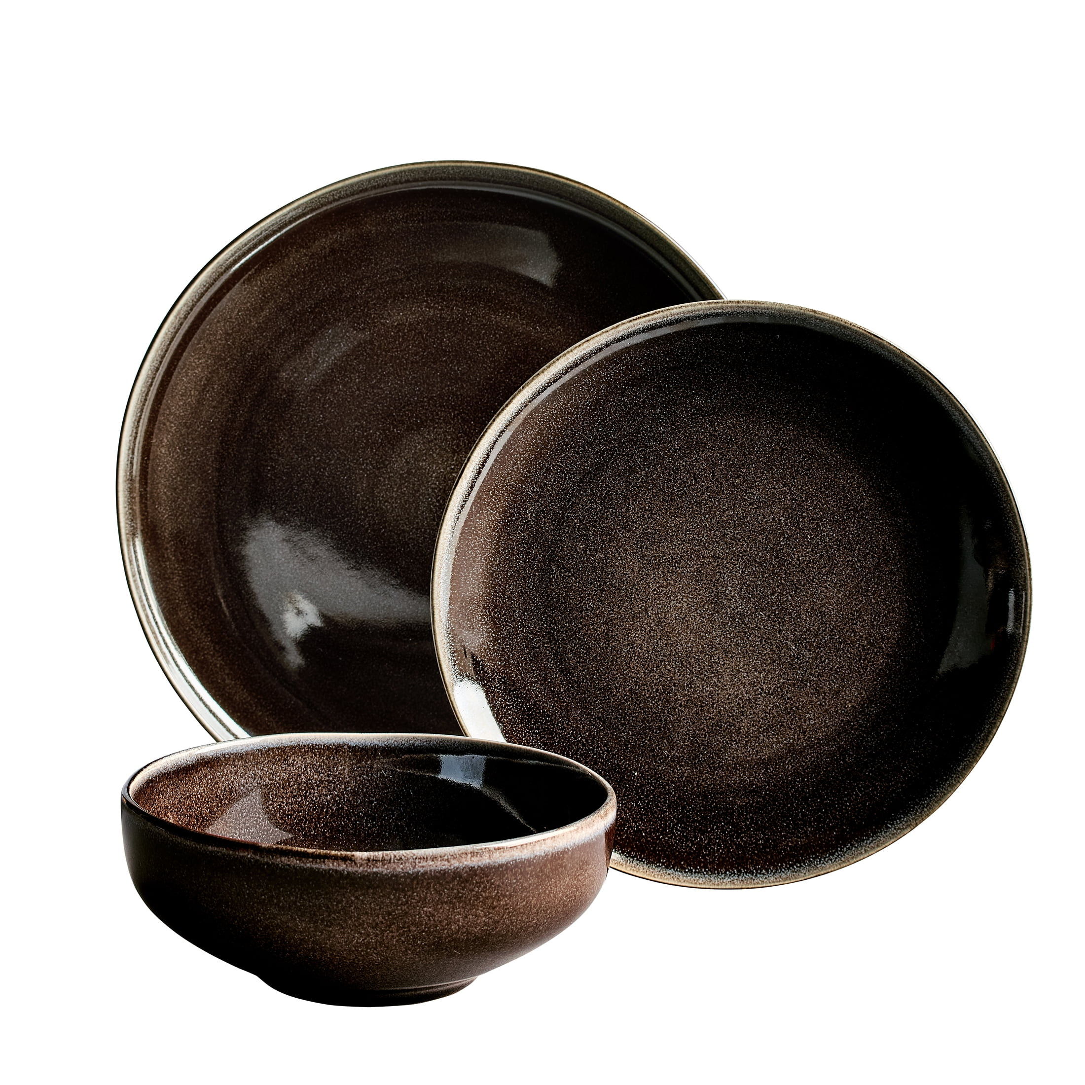 Better Homes & Gardens Brooks 12-Piece Stoneware Dinnerware Set, Gray | Walmart (US)