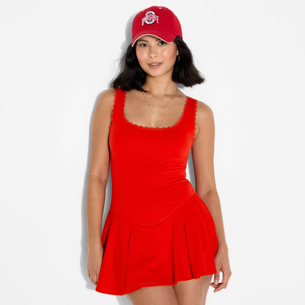 Women's Game Day Lace Drop Waist Mini Skater Dress - Wild Fable™ Red M | Target