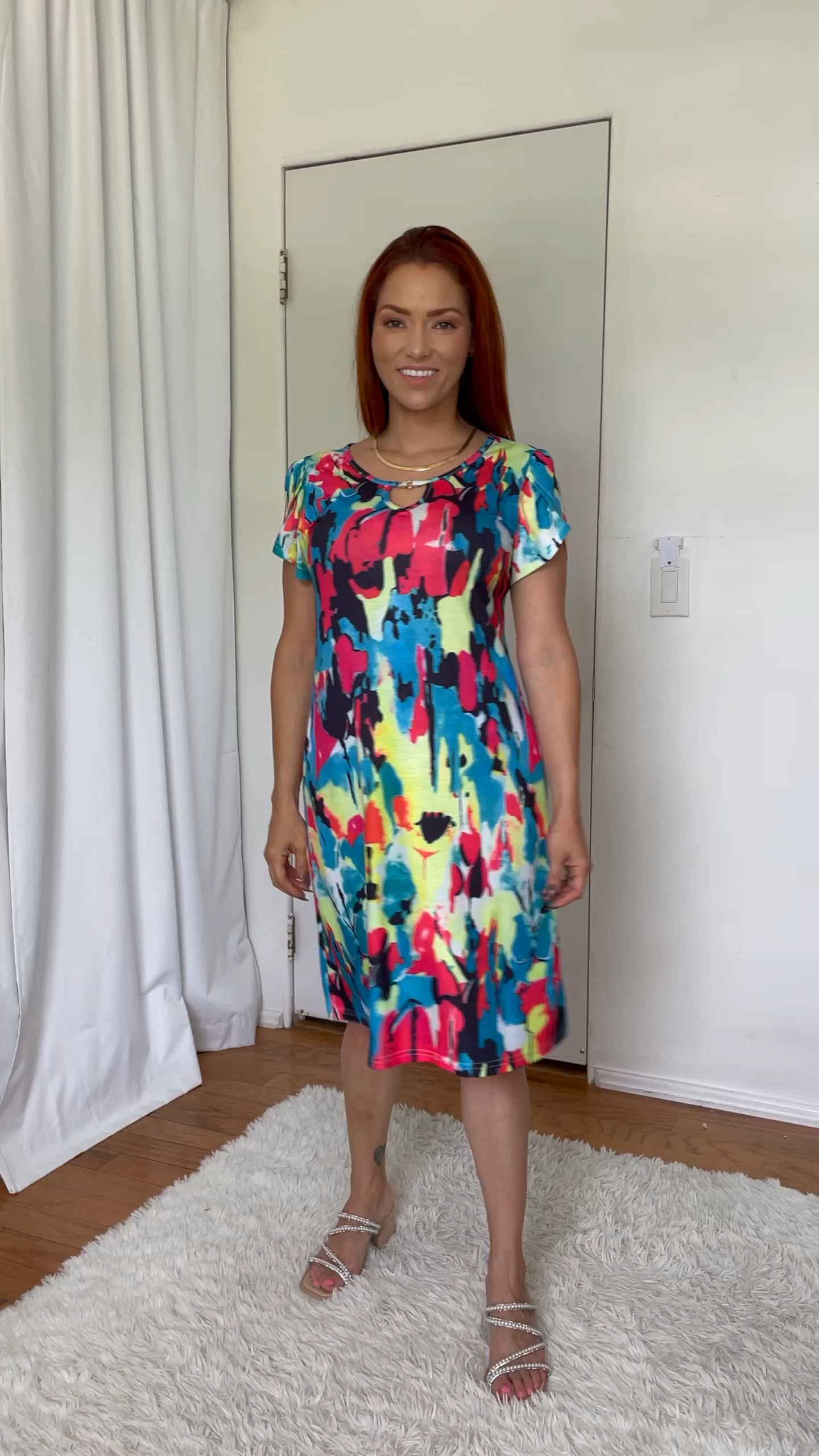 Summer outfit with this cute and casual dress. Summer | summer dress | summer outfit | slip on chunky heels | casual | casual outfit | brunch outfit 

#LTKFindsUnder50 #LTKStyleTip #LTKSummerSales