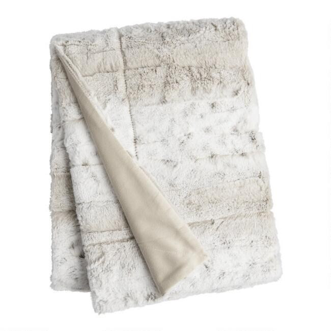 Pier Place Faux Fur Spotted Snow Leopard Throw Blanket | World Market