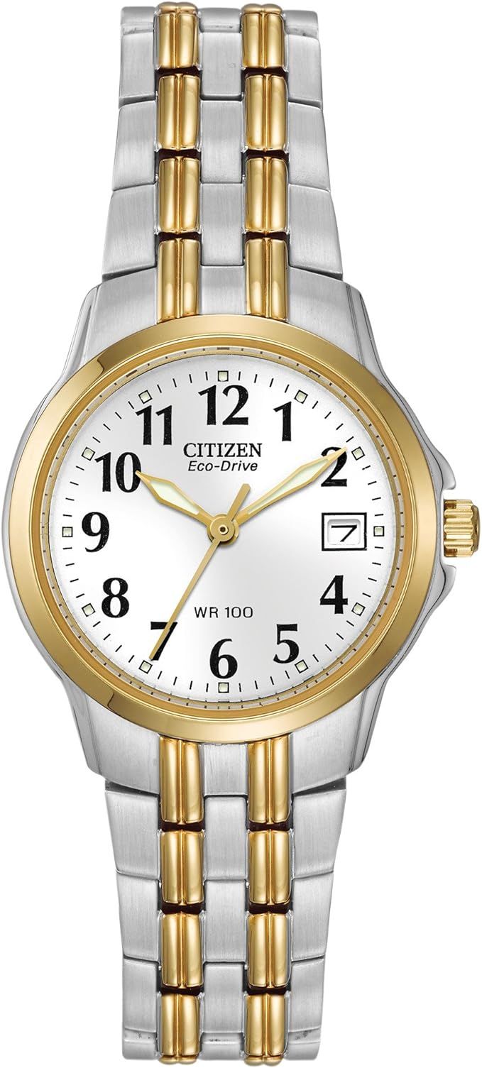 Citizen Women's Eco-Drive Dress Classic Two Tone Gold Stainless Steel Watch, Easy to Read, White ... | Amazon (US)