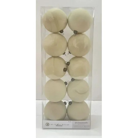 10 Count Tan Flocked Christmas Ornaments, 4.3 in, by My Texas House | Walmart (US)