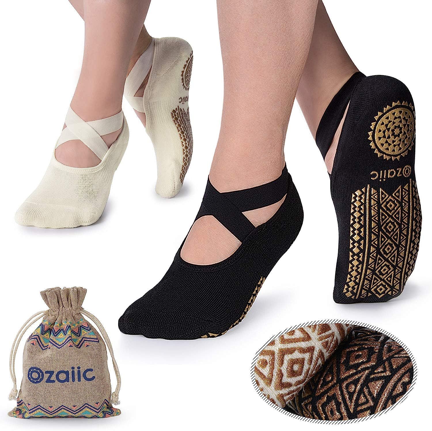 Yoga Socks for Women Non-Slip Grips & Straps, Ideal for Pilates, Pure Barre, Ballet, Dance, Baref... | Amazon (US)