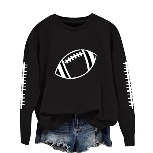 Game Day Football Sweatshirt Women Graphic Print Long Sleeve Hooded Sweatshirt Casual Funny Pullover Tops A-black | Amazon (US)