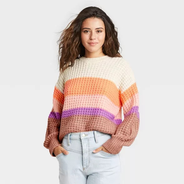 Women's Striped Crewneck Pullover Sweater - Universal Thread™ | Target