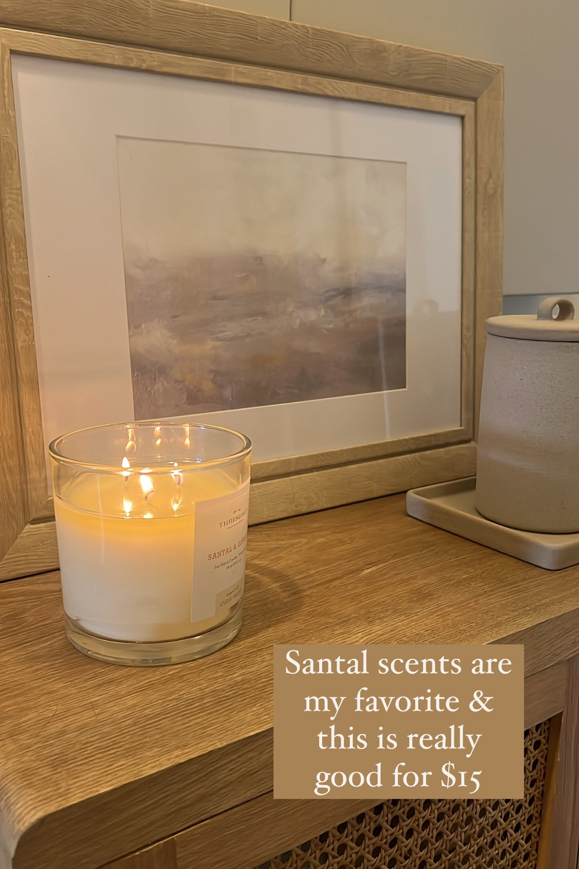 A really good affordable Santal candle for only $15

Affordable candle 
Santal scented candle 
Large santal candle 
Le Labo santal dupe 
Le Labo santal candle dupe 
Large candles 
Target finds 
Studio McGee candle 

#LTKhome #LTKunder50