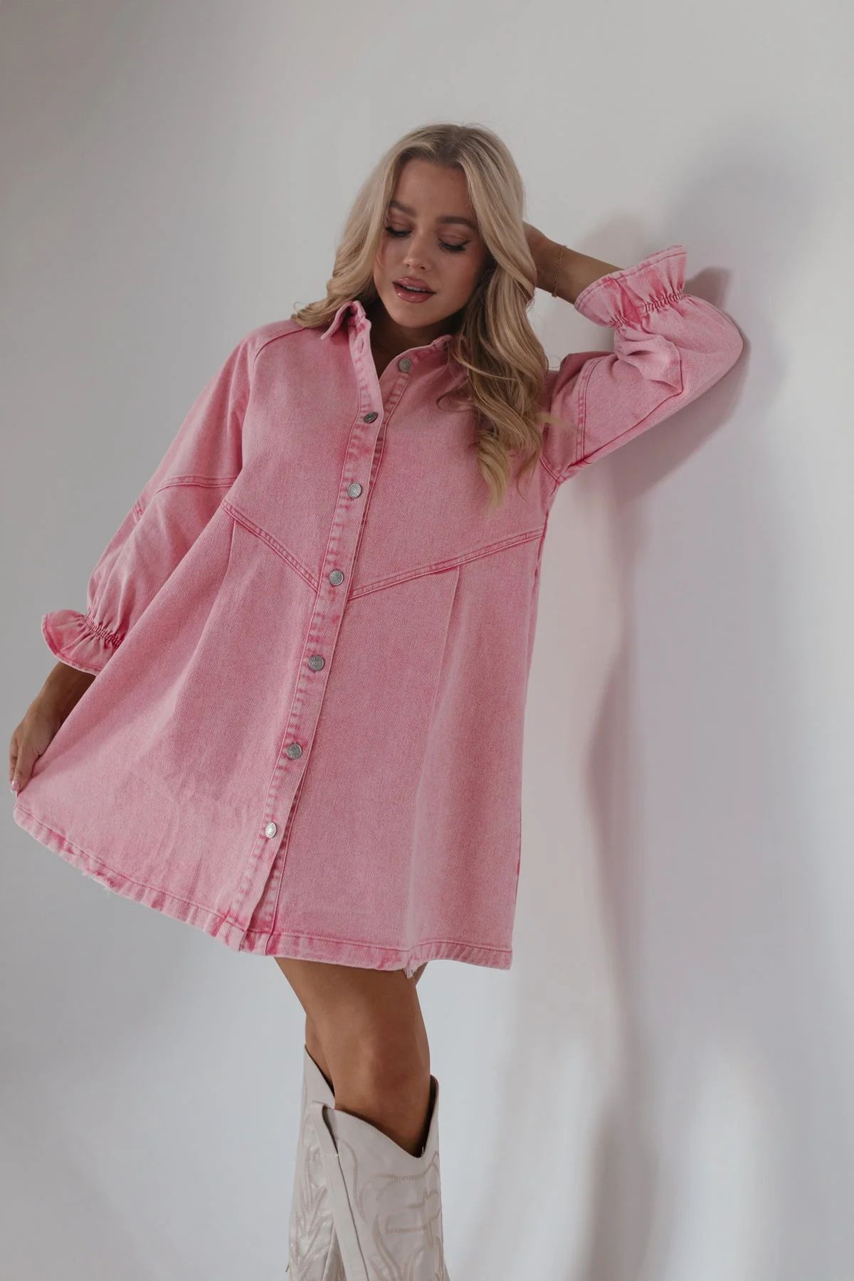 Presley Pink Button Down Dress | The Post