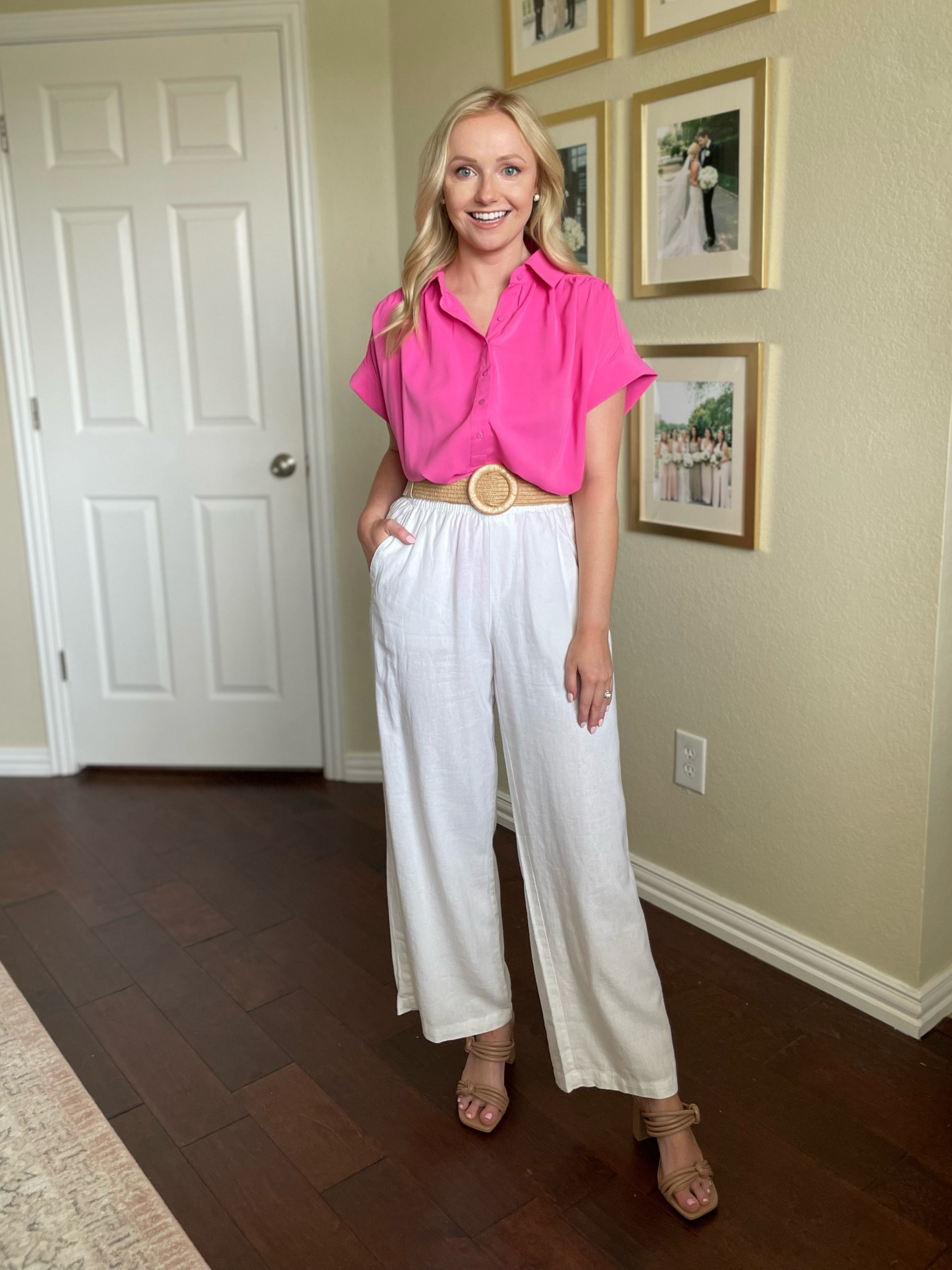Wearing a S in top and XS in pants | linen pants, white linen pants, pink top, work top, dolman sleeve, summer outfit 

#LTKFind #LTKstyletip #LTKSeasonal