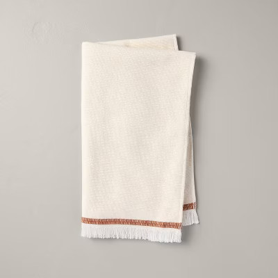 Twin Stripe Cotton Hand Towel Beige/Rust - Hearth & Hand™ with Magnolia: Lightweight, Farmhouse... | Target