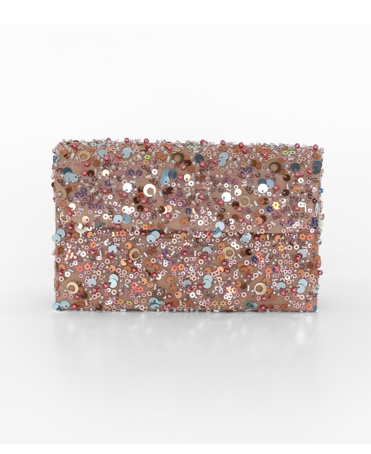 Woman's Aurora Beaded Mini Trapezoid Clutch - Taupe | Macy's
