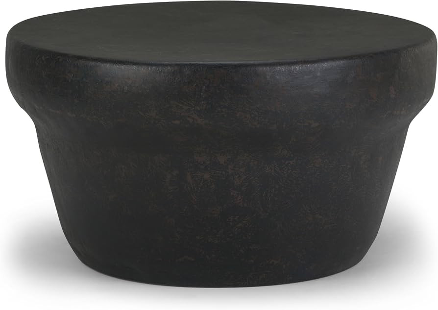 SIMPLIHOME Garvy Metal Coffee Table - 33 inch Wide Solid Metal Round Drum Accent Table in Rustic ... | Amazon (US)