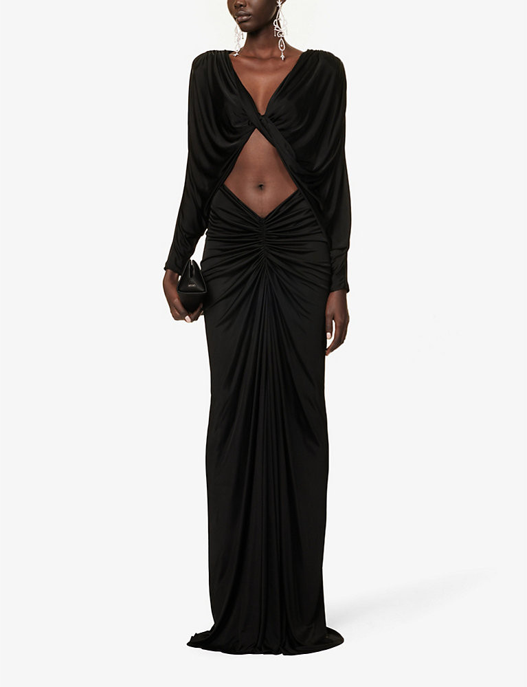 Ruched low-rise woven maxi skirt | Selfridges