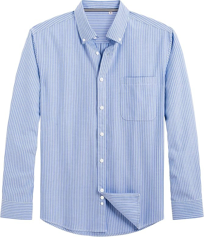 J.VER Men's Oxford Shirt Solid Casual Button Down Collar Shirts Long Sleeve Dress Shirts with Poc... | Amazon (US)