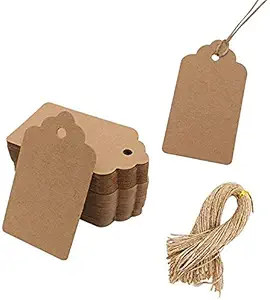 SallyFashion 100pcs Kraft Paper Gift Tags with String, Blank Gift Bags Tags Price Tags(Brown) | Amazon (US)