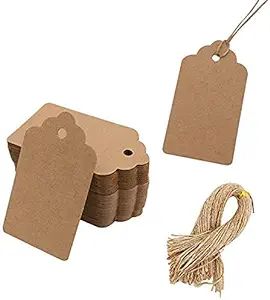 SallyFashion 100pcs Kraft Paper Gift Tags with String, Blank Gift Bags Tags Price Tags(Brown) | Amazon (US)