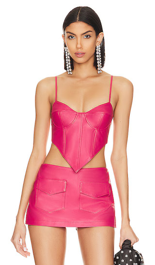 Margarita Leather Top in Candy Pink | Revolve Clothing (Global)
