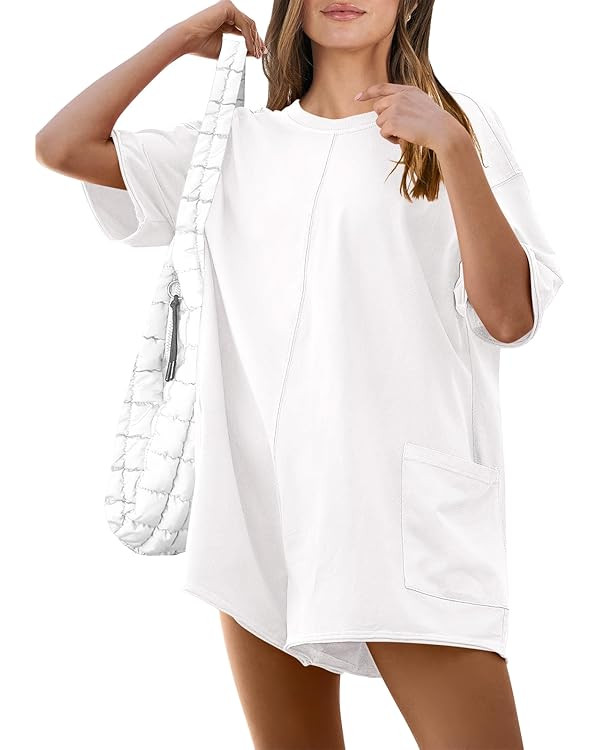 ANRABESS Women's Summer Oversized T-Shirts Rompers Short Sleeve Loose Casual Short Jumpsuit Overa... | Amazon (US)