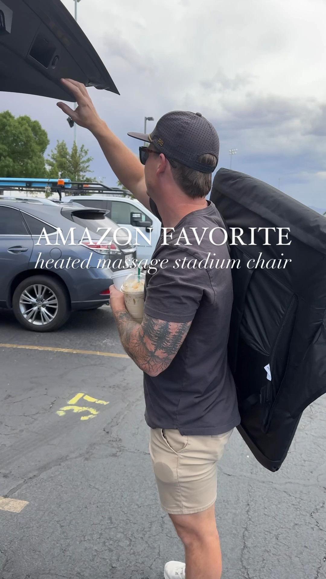 This reclining stadium chair massages, has 3 heat settings, 6 reclining positions, a built-in charging station for your phone, and a spot to hold a drink and snacks! 🏈🏟️🔥⚽️

#footballseason #amazonmusthaves #massagechair #backproblems #amazonfinds #thesistershoppers #sportsevents #amazongadgets 

#LTKHome #LTKVideo #LTKSeasonal