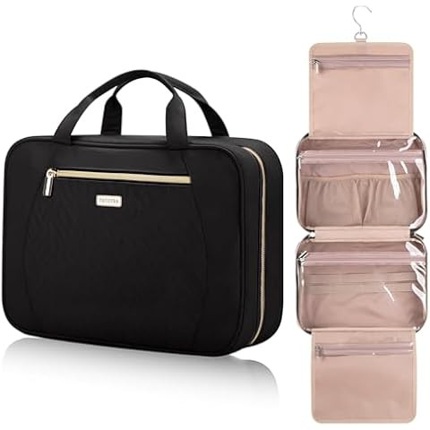 NISHEL Travel Toiletry Bag for women, Portable Hanging Organizer for Travel-Sized Shampoo, Condit... | Amazon (US)